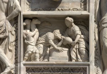 Haut-relief représentant Rebecca et Éléazar par Giovan Pietro Lasagna