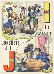 I J : images, jonchets - Alphabet des jeux, c.1890
