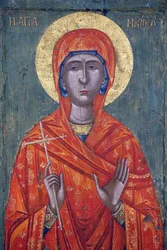 Icône au musée byzantin de Pedoulas : Sainte Marina (18ème siècle), 20150510, Pedoulas, Chypre