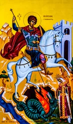 Icône de Saint Georges, Moni Karydi, Crète, Vamos, Crète, Grèce, Europe
