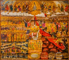 Icône du Jugement Dernier, Moni Gonias, Crète, Kolimbari, Grèce, Europe (photo)