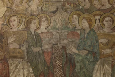 Intérieur. Croisée nord. Autel (Altar de las pinturas murales). Original de la chapelle principale. Peintures murales (fresque?). (détail). Fin 14ème siècle.