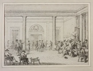 Intérieur de la Bourse, vers 1790