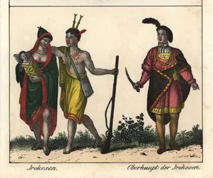 Indiens iroquois, un couple avec un bébé, l