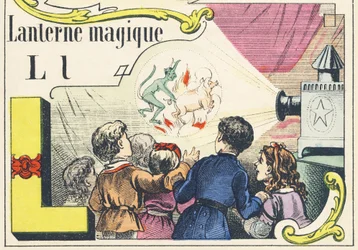 L : lanterne magique - Alphabet des jeux, vers 1890 (illustration)