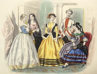 Modes parisiennes pour dames, vers 1860