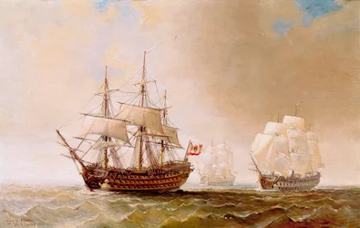 Le navire espagnol San Hermenegildo lors de la bataille de Trafalgar le 21/10/1805