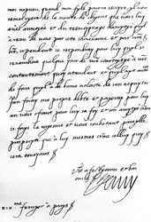 Lettre du roi Henri IV de France à Henri, prince de Galles, le remerciant pour un cadeau de meute de chiens pour son fils, le Dauphin, trop jeune pour écrire en personne, écrite à Paris