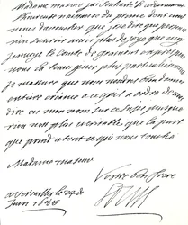 Lettre de Louis XIV à Marie de Modène, la félicitant pour la naissance d