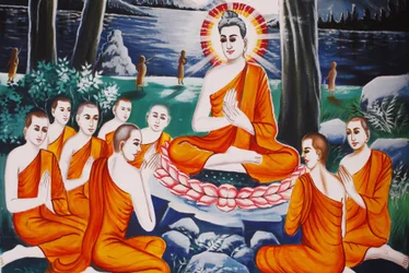 Vie du Bouddha : Le Bouddha questionnant a formé ses disciples à l