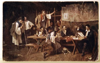 Littérature. Le poète hongrois Petofi, c.1848 Carte postale, Hongrie, c.1900