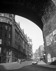 Vue de Dean Street depuis The Side, Newcastle upon Tyne, Royaume-Uni, novembre 1963
