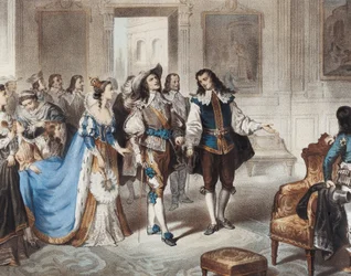 MURILLO, Bartolomé Esteban (1617-1682). « El pintor Murillo visitando El Escorial » (lithographie de L. Turgis).
