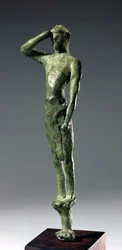 Homme en prière, sculpture en bronze archaïque grecque trouvée dans la grotte de Psychso, Crète, période minoenne tardive, c.1500 av. J.-C.