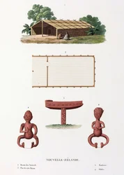 Maison et idoles maories, Nouvelle-Zélande