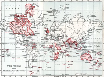 Carte du monde montrant les possessions britanniques en 1904.