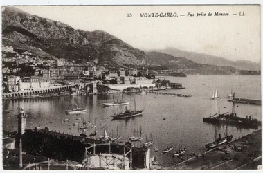 Monte Carlo (Monte-Carlo) : vue de la ville prise de Monaco - Carte postale fin XIXe-XXe siècle