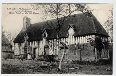 Normandie, Orne, Les Champeaux : vue de la ferme de Ronceray, maison de Charlotte Corday - Carte postale fin 19e-début 20e siècle