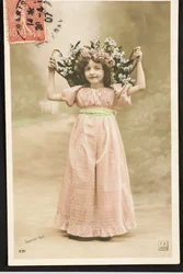 Vieille carte postale/Enfants avec des fleurs