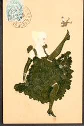 Vieille carte postale/French Cancan/Femme de la Belle Époque