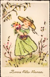Vieille carte postale / Bonne fête des mères / Fête des mères