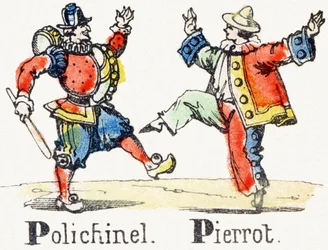 P - Polichinelle Pierrot - Alphabet des divertissements enfantins c.1890 (lithographie)