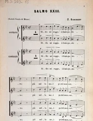 Page de partition musicale du Psaume 23, op 132, D 706 par Franz Schubert