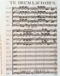 Page de partition musicale du Te Deum de G. F. Handel