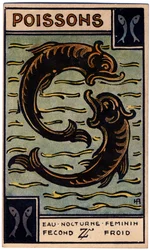 Paranormal. Astrologie. Poissons (le Poisson). Carte astrologique de : Le Tarot Astrologique, par Georges Muchery, France