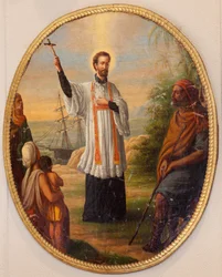Église paroissiale Saint-Dionysius de Lede. Intérieur. Peinture en médaillon ovale. Un saint en missionnaire