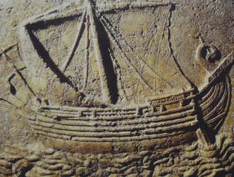 Navire marchand phénicien, c.1er siècle après J.-C. (pierre)