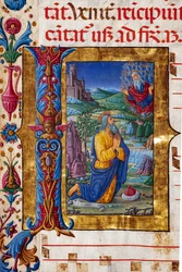 Bibliothèque Piccolomini : livre de chœur, cod. 7.G, ff. 40v avec "Vision de Jérémie" (détail)