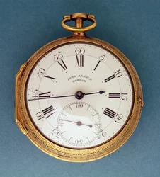 Montre de poche, avec boîtier en argent doré et cadran en émail blanc, anglaise, par John Arnold
