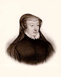Portrait de Catherine de Médicis (Caterina de Medici) (1519-1589). Reine de France, gravure du 19ème siècle