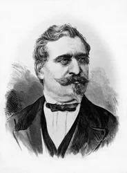 Portrait de Giovanni Prati (1815-1884), poète et homme politique italien, gravure de Centenari d