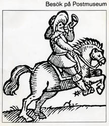 Cavalier postal (gravure sur bois)
