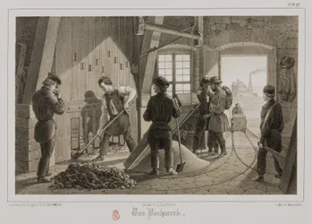 Traitement des matières premières, métallurgie Broyage du minerai, Allemagne, vers 1851