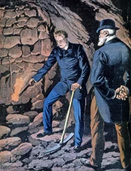 Rocambole dans une mine, fin du 19e siècle (illustration)