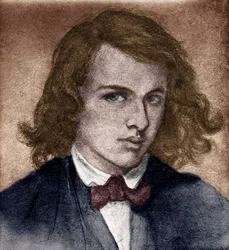 Rossetti, Dante Gabriel ou Gabriel Charles Dante Rossetti - Poète, peintre et traducteur anglais 1828-1882. Autoportrait jeune