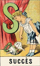 S : Succès - Gravure extraite de ABCD des petites filles. Pellerin & Cie, imprimeur-éditeur, Epinal, vers 1890. Série A.