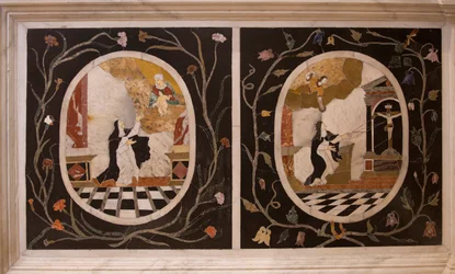 Église Saint Corona, autel, marbre tarsia, Vicenza, Vénétie, Italie