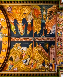 Scènes du Nouveau Testament, cathédrale byzantine de Minas avec fresques colorées, Héraklion