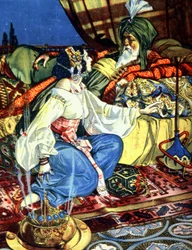 Shéhérazade et le calife, vers 1920 (illustration)