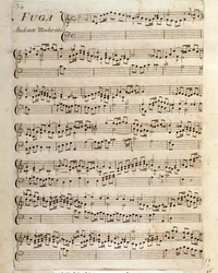 Page de musique pour Fugue en pièces pour le clavecin par Domenico Scarlatti