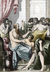 Socrate condamné à boire la ciguë (399 av. J.-C.), fin du 19e siècle (Gravure)