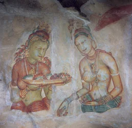 Sri Lanka, fresques de la forteresse rocheuse datant du Ve siècle, Sigiriya (Liste du patrimoine mondial de l