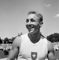 Hans Eugster, Suisse, gymnastique artistique (photo n/b)