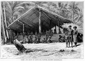 Tambu et groupe de natifs de Santa-Ana, Archipel des Salomon
