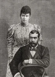Le duc et la duchesse de Cornouailles, George V et sa femme Mary de Teck