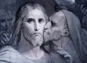 Le Baiser - Judas Iscariot embrasse Jésus-Christ dans le jardin de Gethsémani, de 